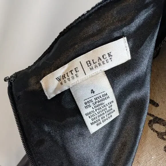 White House Black Market Black Halter Dress Lace Waist Size 4 - Picture 4 of 16
